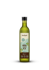 Nutrigold Omega 3-6-9 oil in a glass bottle of 500ml
