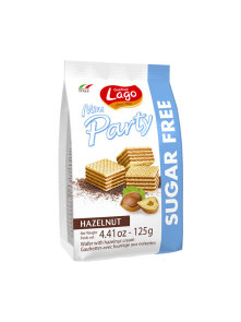 Lago sugar free hazelnut wafers in white-blue packaging of 125g